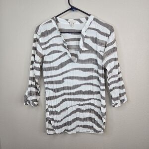 J. Crew White and Gray Striped Women's Top Size 4